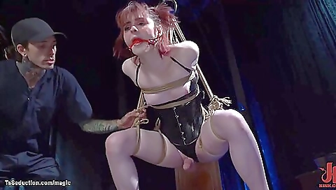 Ginger Shemale In Strappado Suspension Ginger Shemale In Strappado Suspension