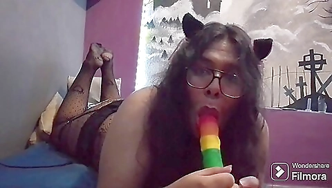 Chubby Trans Catgirl Fucking Her Dildo Chubby Trans Catgirl Fucking Her Dildo